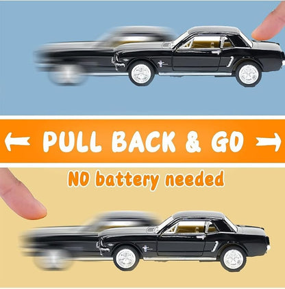 KiNSMART 1964 1/2 Ford Mustang 1:36 Scale 5" Die Cast Metal Model Classic Toy Car (Black)