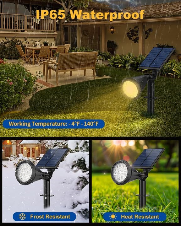 Solar Spot Lights Outdoor, 8 Pack Outdoor Solar Lights for Yard, 4 Lighting Mode Solar Landscape Spotlights with Auto On/Off, 2-in-1 Waterproof Wall Lights for Garden, Walkway (Warm White)