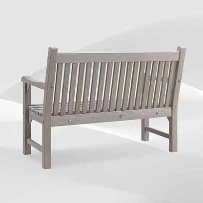 Psilvam Garden Bench, 2-Person Poly Lumber Patio Bench, All-Weather Outdoor Bench That Never Rot and Fade, Memorial Bench, Suit for Garden, Porch and Park(Grey)