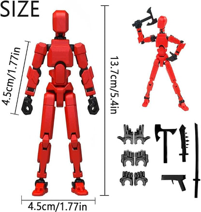 Dumwick Titan13 Action Figure, Lucky Robot 13 Action Figure,3D Printed Multi-Jointed Movable Action Figures,Dummy Robot 13 Figure Creative Gifts for Kids Adults(Red)