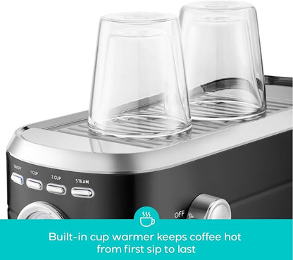 CASABREWS CM5418 Espresso Machine, Espresso Coffee Maker with Steam Wand | Stainless Steel, 20-Bar Pump, Built-in Pressure Gauge, Powerful Steam Wand for Cappuccino Latte for Home, 34oz Water Tank