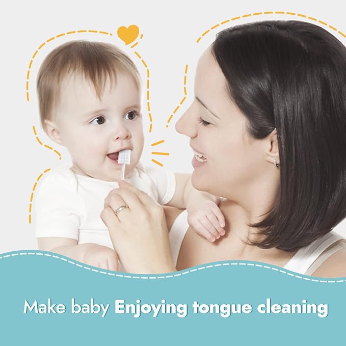 Papablic Baby Tongue Cleaner, Baby Oral Cleaner, Disposable Infant Mouth Cleaner Newborn, Upgrade Gum Cleaner with Paper Handle or Infants Ages 0-2 Years, 100 Pack
