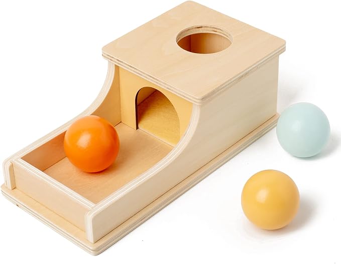 Busy edition Montessori Toys Object Permanence Box Soft Sound Wooden Color Baby Ball Drop Play for 6 Month 1 2 3 Year Old Toddlers Infant Early Age Toy