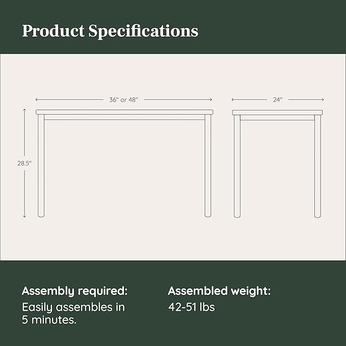 Branch Daily Desk - Functional At Home Office Desk with Effortless Assembly, Timeless Design, Rounded Corners, and Built-in Cable Notch - 36” W x 28.5” H x 24” D - Walnut White Work Table