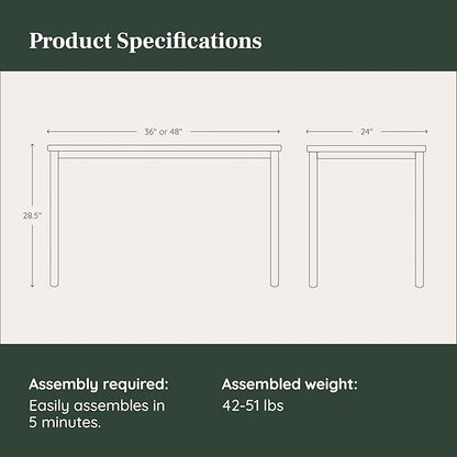 Branch Daily Desk - Functional At Home Office Desk with Effortless Assembly, Timeless Design, Rounded Corners, and Built-in Cable Notch - 36” W x 28.5” H x 24” D - Walnut White Work Table
