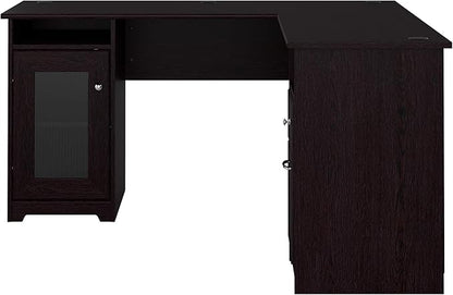 Bush Furniture Cabot 60W L Shaped Computer Desk in Espresso Oak