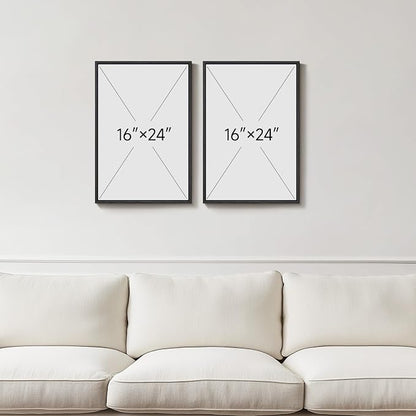 Framed Neutral Abstract Minimalist Wall Art Set of 2, Modern Canvas Prints Paintings Artwork for Walls, Black Beige Brown Abstract Art Pictures for Bedroom Living Room Dining Room Wall Decor 16x24 In
