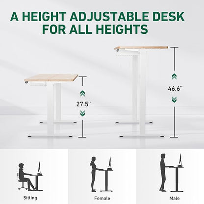 FEZIBO 55 x 24 Inches Standing Desk with Drawer, Adjustable Height Electric Stand up Desk with Storage, Sit Stand Home Office Desk, Ergonomic Computer Desk, Maple