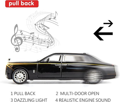BDTCTK 1/32 Rolls-Royce Phantom Model Car,Zinc Alloy Pull Back Toy car with Sound and Light for Kids Boy Girl Gift (Black)