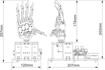 Robot Hand with Arduino Open Source AI Bionic Robotic Hand Five Fingers Solely Movement Mechanical Arm DIY Smart Robot & Engineering Kits, Science/Coding/Programming Set, Starter Kit