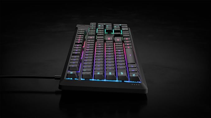 Corsair K55 CORE RGB Membrane Wired Gaming Keyboard – QWERTY US Layout – Quiet, Responsive Switches – Spill Resistance – Ten-Zone RGB – Media Keys – iCUE Compatible – PC, Mac – Black