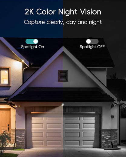 ZUMIMALL 2K 3MP Wired Camera for Home Security, 2.4G/5G WiFi Security Camera Outdoor, 24/7 Recording, AI Motion Detection, Cloud & SD Card Storage, 2-Way Audio, 360° PTZ Auto Tracking, Work with Alexa
