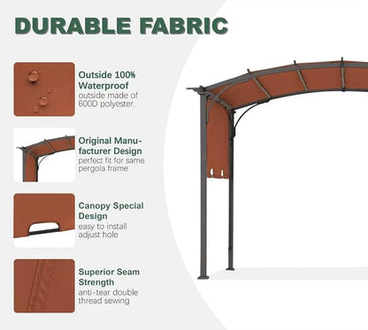 85''x 208'' Universal Doubleton Steel Pergola Replacement Cover for Pergola L-PG080PST,(Rust Red)