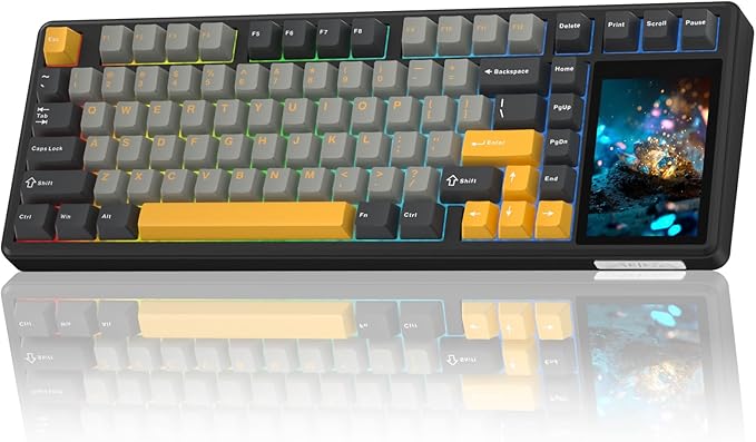 Aula L99 Wireless Mechanical Gaming Creamy Keyboard with Smart Touch Screen | Tri-Mode Hot Swappable Custom Keyboard,RGB Backlit,PBT Keycap,Gasket Mount Creamy Sounding Keyboards for Office PC,84 Keys
