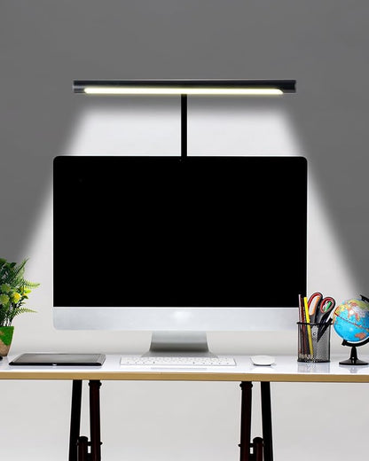 LED Desk Lamp for Home Office, Eye-Caring LED Desk Light Bar with Gooseneck, 12W Dimmable Overhead Light for Desk, Architect Clamp Lamp for Reading Study Workbench