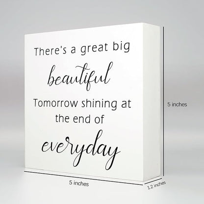 Office Desk Decor Funny Signs Funny Office Decor There's a Great Big Beautiful Tomorrow Wood Signs Home Decor Office Decorations for Work Farmhouse Office Decor Funny Home Decor Gifts (5x5inch)