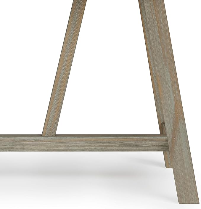 SIMPLIHOME Bowman SOLID WOOD Modern Industrial 54 Inch Wide Flip Up Desk in Distressed Grey, For the Office Desk, Writing Table, Workstation and Study Table