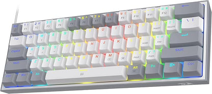 Redragon K617 Wired 60% Compact Hot-Swap RGB Gaming Mechanical Keyboard | 61 Keys Design for More Room to Aim, Swap-Ready Socket for Mod, Vibrant 20-Mode Lighting Hype Vibing, Pro Software Supported
