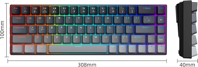 MageGee Portable 60% Mechanical Gaming Keyboard, RGB Backlit Compact 68 Keys Mini Wired Office Keyboard with Red Switches for Laptop PC Mac - Gradient Black