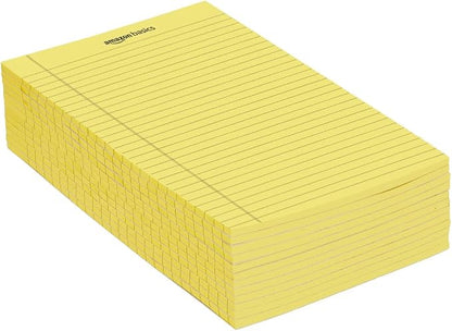 Amazon Basics Legal/Wide Ruled 8.5 x 11.75 inch Legal Pad, Canary, 72 Count (Pack of 12), 50 sheets per pad, 6 packs per carton