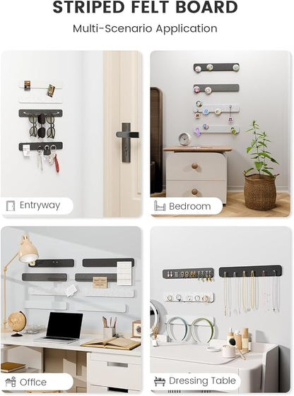 Fluxynara 13" x 2" Felt Wall Panels, Concrete Echo | 8-Pack Includes 50 Push Pins and Adhesive Tabs for Photos, Notes and Decor in Bedroom Doors, Home Office or Studios