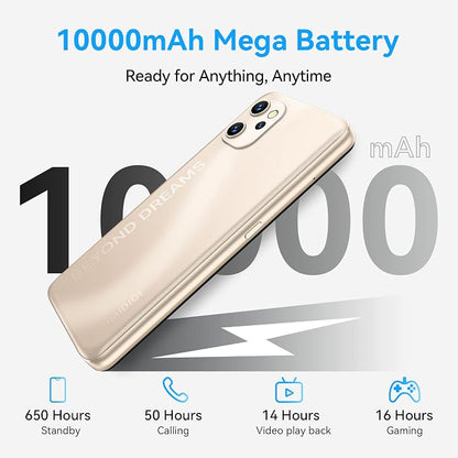UMIDIGI Power 7 MAX Unlocked Cell Phone,6GB+128GB 10000mAh Battery,6.7" Full Screen + 48MP AI Triple Camera Android Smartphone,NFC,GPS,Face & Fingerprint,BLE 5.0, WiFi 2.4GHz/5GHz,Warranty,Gold