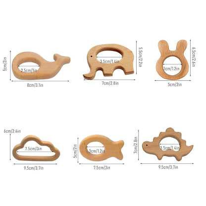 12-Pcs Baby Teether Toys,Wooden Teethers for Babies - Wooden Animal Toys, Teething Rings, Toddler Chew Toys，Baby Teething Rings and Wooden Teether Set-Suitable for Children Over 36 Months