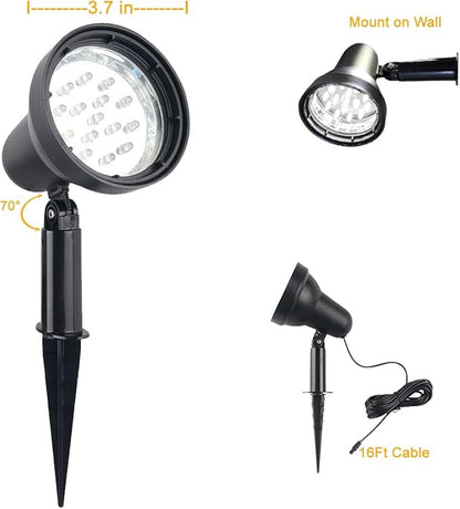 SUNLONG Solar Powered Spot Lights Outdoor Waterproof 2 in 1 Bright Solar SpotLights Power Adjustable for Flag Yard Flagpole Landscape Dusk to Dawn 2 x Spots White