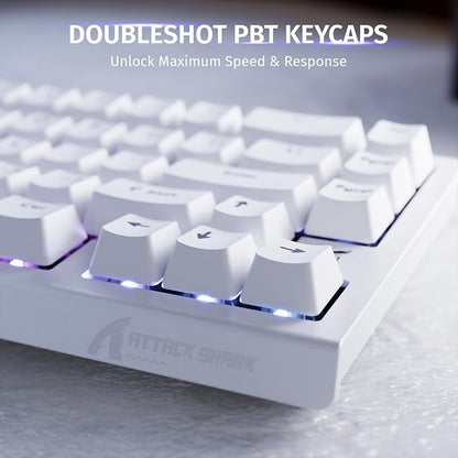 ATTACK SHARK X68 HE RT Mechanical Gaming Keyboard 60% Wired TKL-White | Adjustable Actuation,Hall Effect Magnetic Switch,8KHz Polling Rate,RGB Backlit,Top Mount, Web Driver for PC Mac Esport Gamer