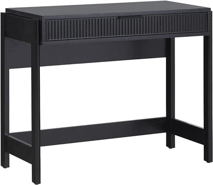 Walker Edison Office Writing and Computer Desk Spacious Desktop, Complementary in Living Spaces, 38 Inch, Reeded Black