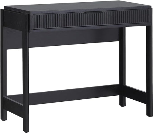 Walker Edison Office Writing and Computer Desk Spacious Desktop, Complementary in Living Spaces, 38 Inch, Reeded Black