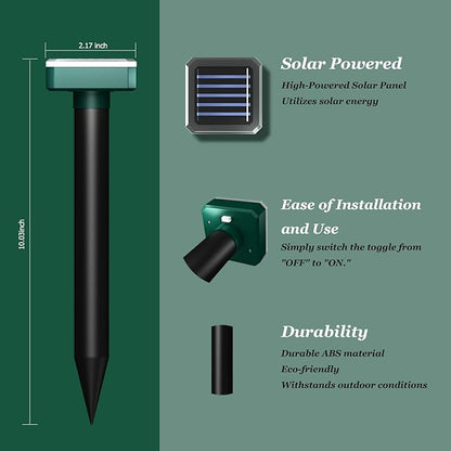Snake Away for Outdoors, Solar Powered Snake Repellent for Yard - Sonic Snake Deterrent, Waterproof & Pet Safe for Garage, Lawn, Home Use (6)