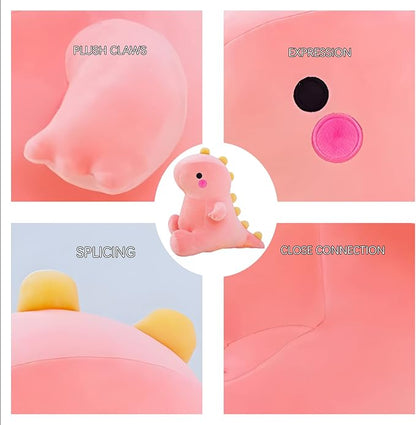 DUANMUL Cute Dinosaur Plush Toys, Fat Dinosaur Soft Stuffed Animals Toys Dolls, Dino Plushies Doll Cute Birthday Gifts for Kids Girls Boys (Pink,8in)