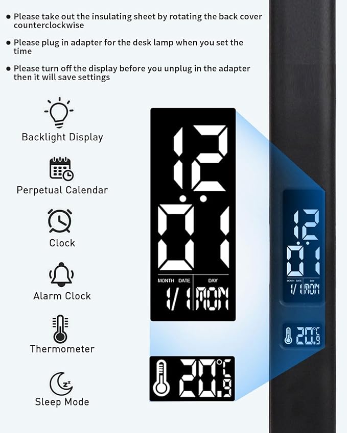 LED Desk Lamps for Home Office, Double Head Table Lamp with Wireless Charger, USB Charging Port, Clock, Alarm, Date, Temperature, Bedside Nightstand Light with Night Light for Bedroom Reading 14W