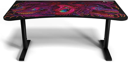 Arozzi Arena Special Edition Ultrawide Curved Gaming and Office Desk with Full Surface Water Resistant Desk Mat Custom Monitor Mount Cable Management Cut Outs - Crawling Chaos