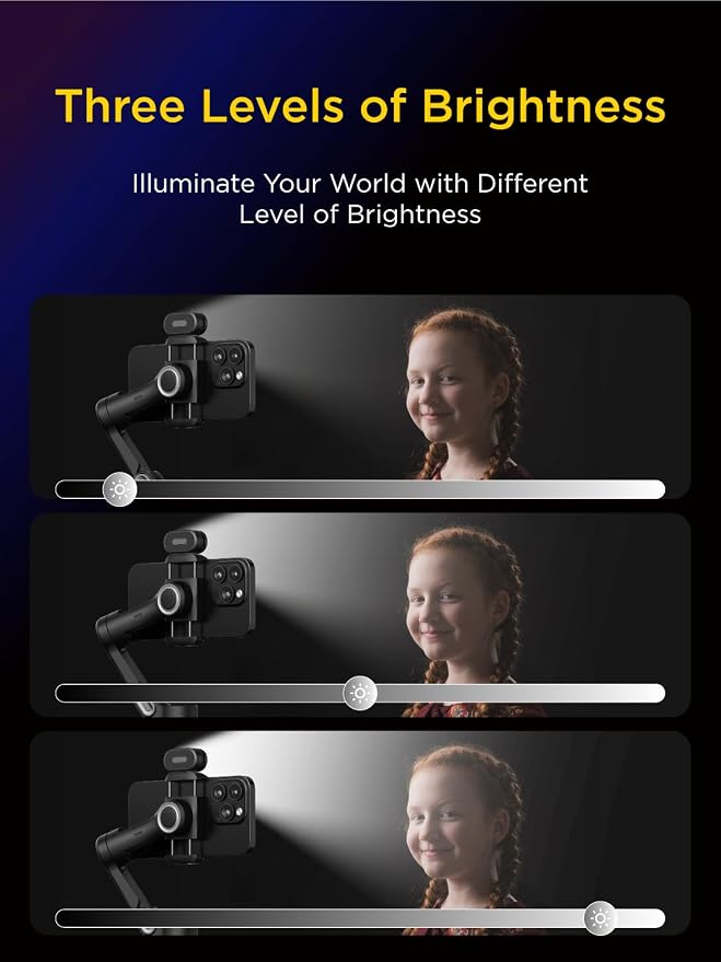 AOCHUAN 3-Axis Gimbal Stabilizer for Smartphone Smart AI XPro Black & B10 Storage Bag & E10 Extension Rod & P03 RGB Magnetic Fill Light