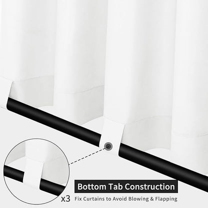 Easy-Going Linen Look Outdoor Curtains Waterproof Windproof Porch Curtains, Soft Thicken Outdoor Privacy Curtains for Patio, Gazebo, Grommet Top and Tab Bottom Drape, 1 Panel, 54x120 inch, White
