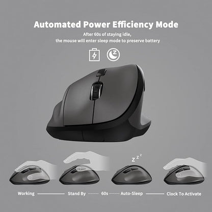 Ergonomic Wireless Mouse with USB Receiver for PC Computer, Laptop and Desktop, Ergo Vertical Mouse with Silent Clicks Long Battery Life, Up to 1600 DPI & 1 AA Battery Powered, Grey