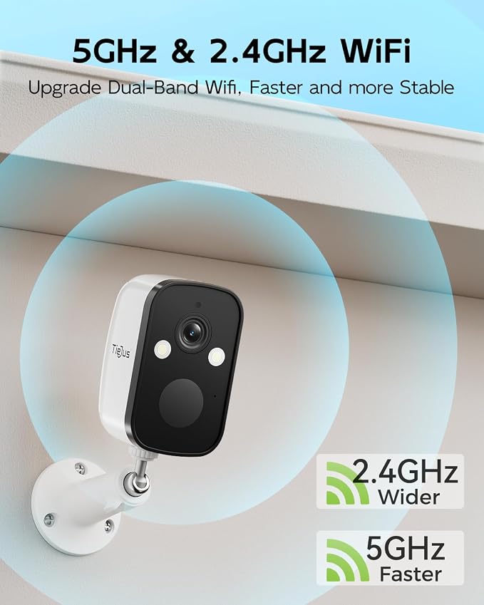 4-Pack 2K 5G Solar Security Cameras Wireless Outdoor for Home | Solar-Powered Camera for Home with Full Color Night Vision, PIR Detection, IP66/Alexa/2 Way Talk,5G/2.4GHz WiFi