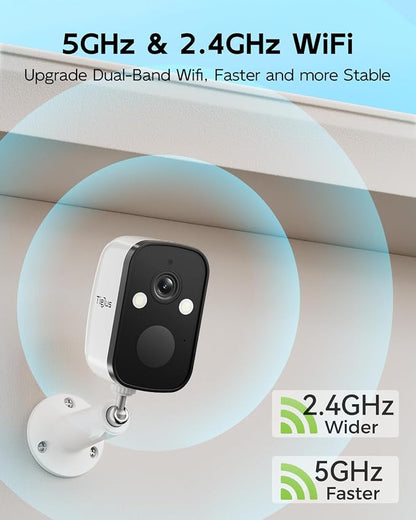 4-Pack 2K 5G Solar Security Cameras Wireless Outdoor for Home | Solar-Powered Camera for Home with Full Color Night Vision, PIR Detection, IP66/Alexa/2 Way Talk,5G/2.4GHz WiFi
