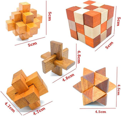 Guaishou Brain Teasers with The Puzzles 21Pcs Unlock Interlock Game IQ Test Toy 3D Wooden and Metal for Party Favor Kids Adults Challenge