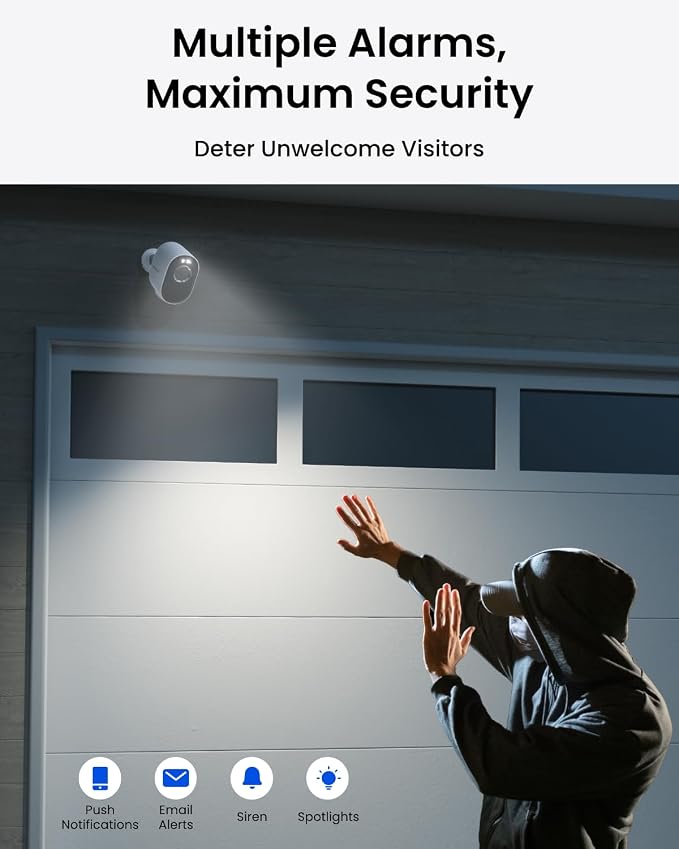 REOLINK 3K 5MP HD Security Camera System No Subscription 4 Pack | Up to 1TB Local Storage, 2.4/5 GHz WiFi, Solar/Battery Powered, Smart Detection, Motion Spotlight, No Monthly Fee