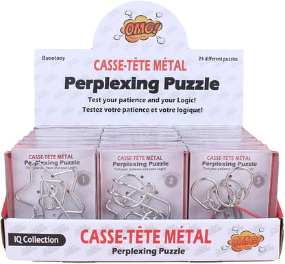 24 Pack Metal Wire Puzzles for Adults & Kids - IQ Brain Teaser Stress Relief Toys, Classic Interlocking Logic Games with Gift Box, Gift for Puzzle Lovers