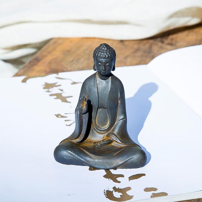 Faceless Buddha Statue - Solid Cast Iron Buddha Figurine, Indoor/Outdoor Zen Decor for Meditation & Spiritual Room
