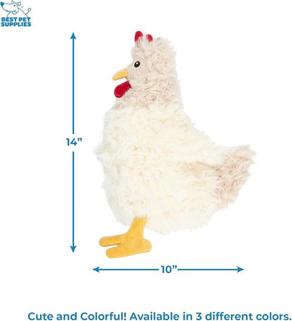 Best Pet Supplies Interactive Squeaky Dog Chew Toy, Ideal Dog Toys for Chewers, Small, Medium & Large Dogs, and Fetch Lovers - Crinkle Chicken (Beige), Large