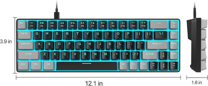 MageGee Portable 60% Mechanical Gaming Keyboard, MK-Box LED Backlit Compact 68 Keys Mini Wired Office Keyboard with Red Switch for Windows Laptop PC Mac - Black/Grey