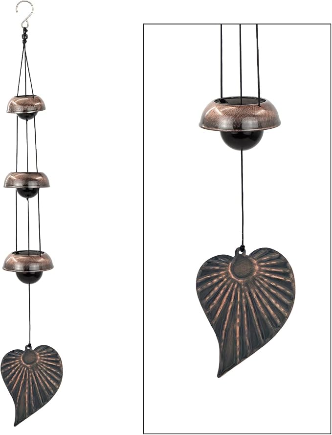 Three Cooper Leaf Temple Wind Chime,Wind Chimes with 3 Bells, Feng Shui Wind Chimes for Home Yard Outdoor Decoration, A Great Memorial Wind Chime for Someone Who Loves Peace