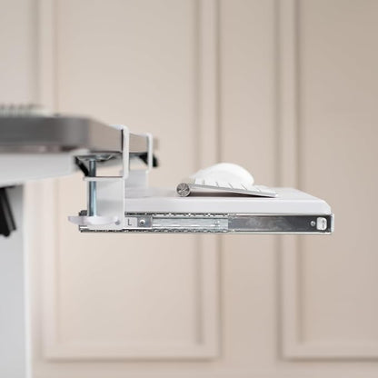 VIVO Small Keyboard Tray, Under Desk Pull Out with Extra Sturdy C Clamp Mount System, 20 (26 Including Clamps) x 11 inch Slide-Out Computer Platform Drawer, White, MOUNT-KB05ES-W | Keyboard Tray for Typing, Slide Out Platform, Extra Sturdy C-Clamp Moun...