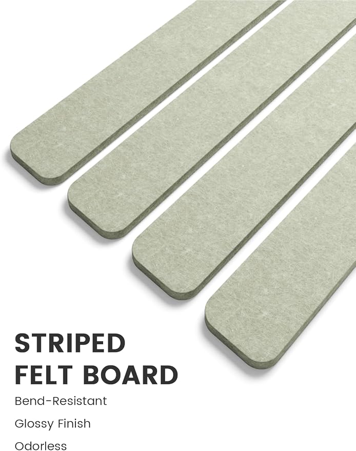 Fluxynara 13" x 2" Felt Wall Panels, Sage | 8-Pack Includes 50 Push Pins and Adhesive Tabs for Photos, Notes and Decor in Bedroom Doors, Home Office or Studios