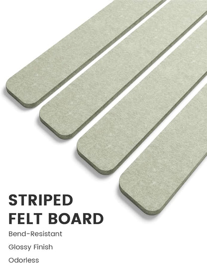 Fluxynara 13" x 2" Felt Wall Panels, Sage | 8-Pack Includes 50 Push Pins and Adhesive Tabs for Photos, Notes and Decor in Bedroom Doors, Home Office or Studios